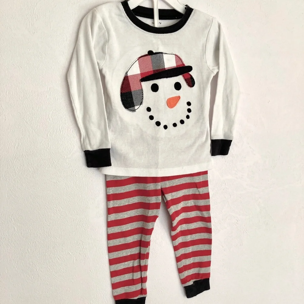 Carter’s Snowman in Plaid Hat 2 Piece Pajamas 24M